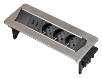 Удлинитель 2 м для врезки в столешницу Brennenstuhl Indesk Power, 3 розетки, 2 USB (1396200113)