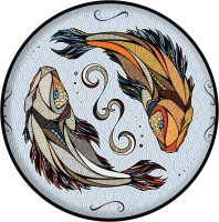 Деревянный, фигурный пазл EWA Карпы Кои (Рыбы) L 40x40 см (epuz-L-koi)